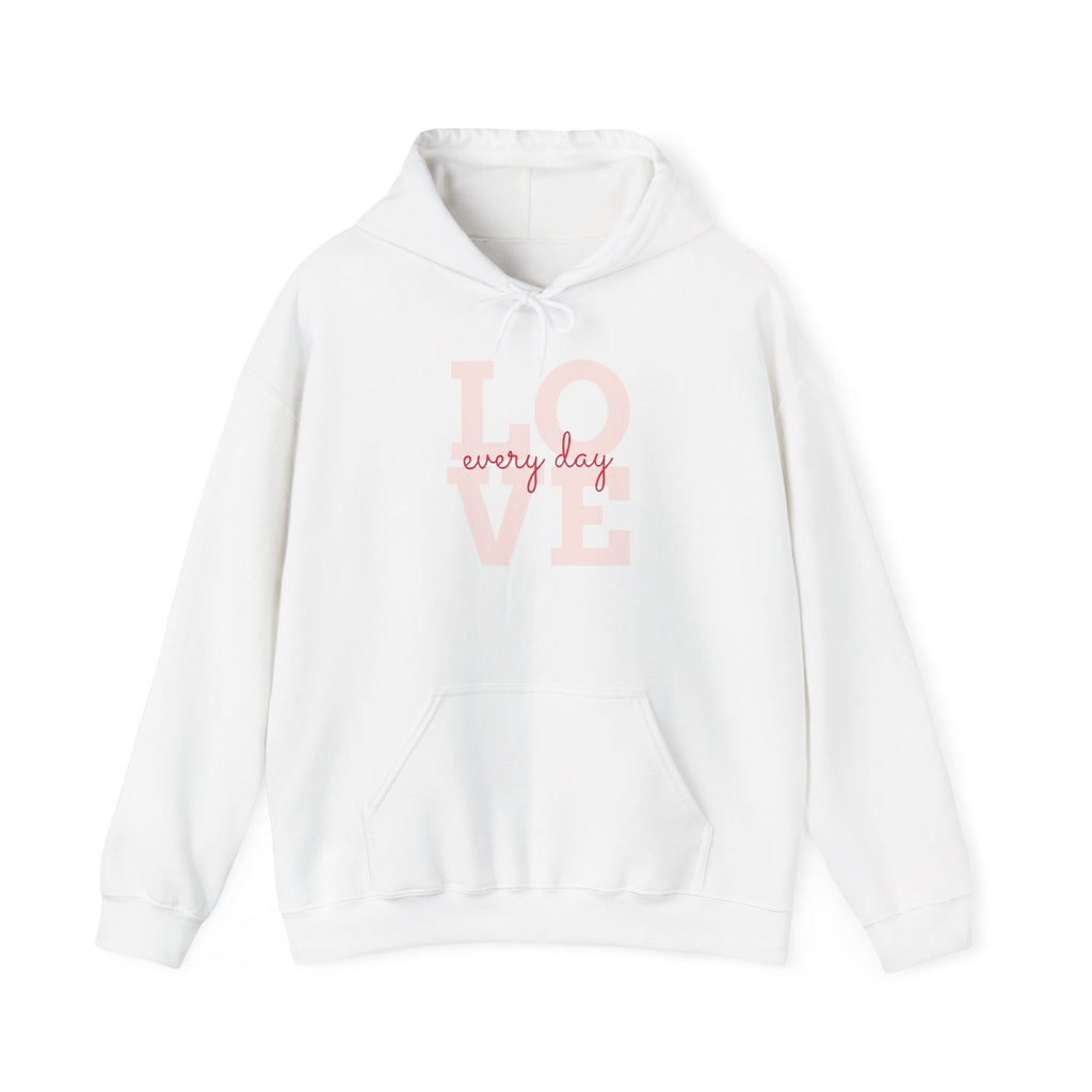 Love Every Day Hoodie — Pink Heart Tic‑Tac‑Toe Graphic Pullover