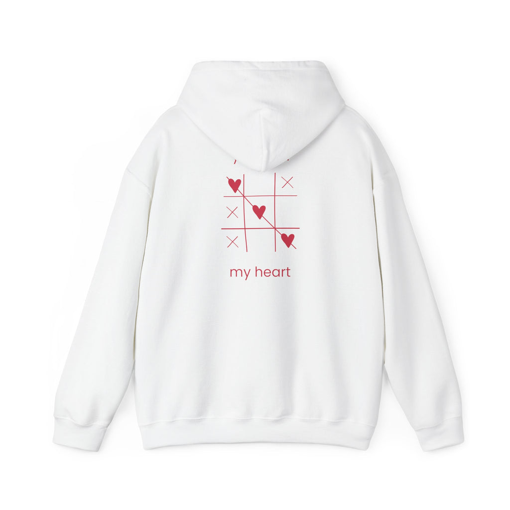 Love Every Day Hoodie — Pink Heart Tic‑Tac‑Toe Graphic Pullover