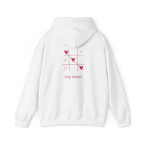 Love Every Day Hoodie — Pink Heart Tic‑Tac‑Toe Graphic Pullover