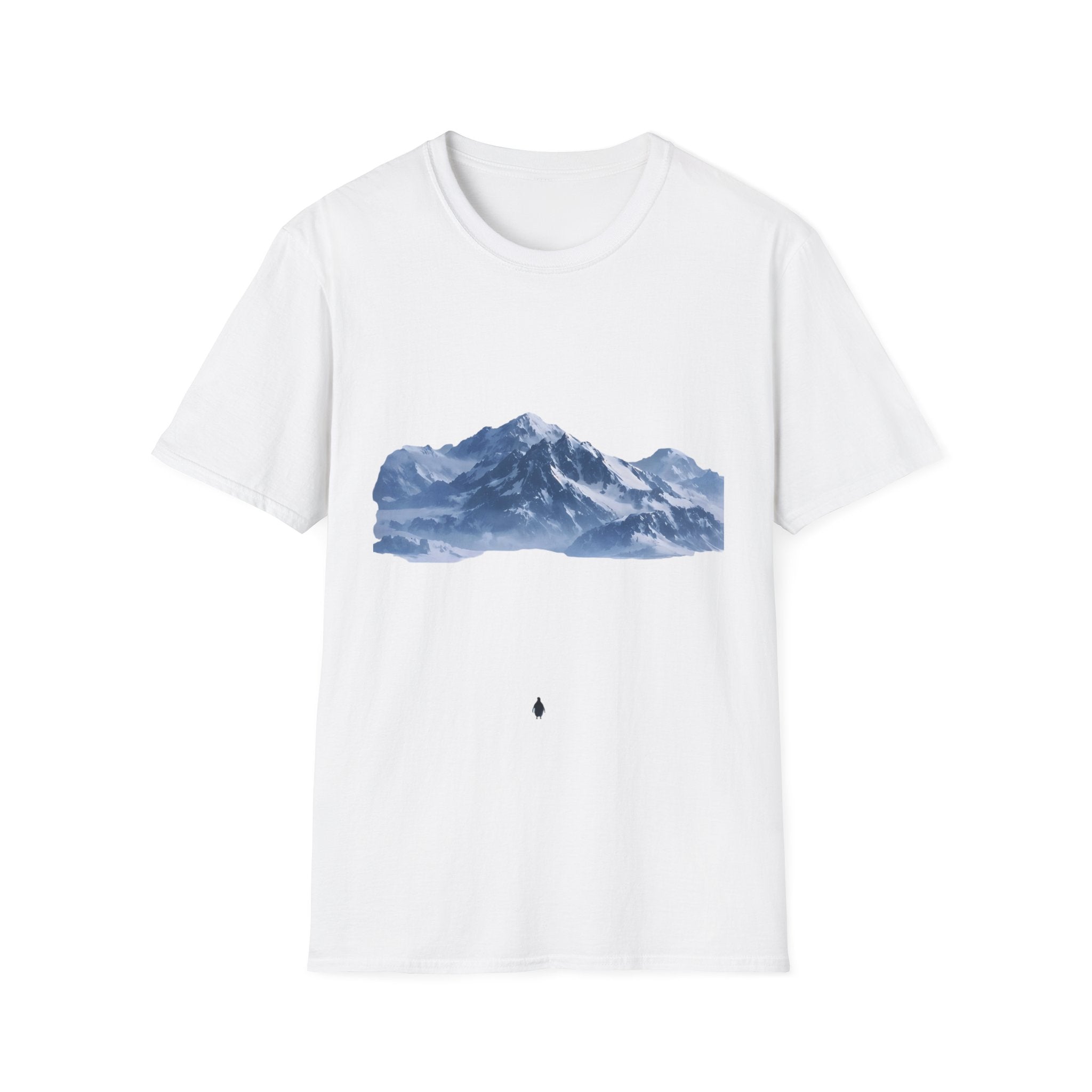Mountain penguin Solitude T-Shirt — Arctic Landscape Scenic Tee