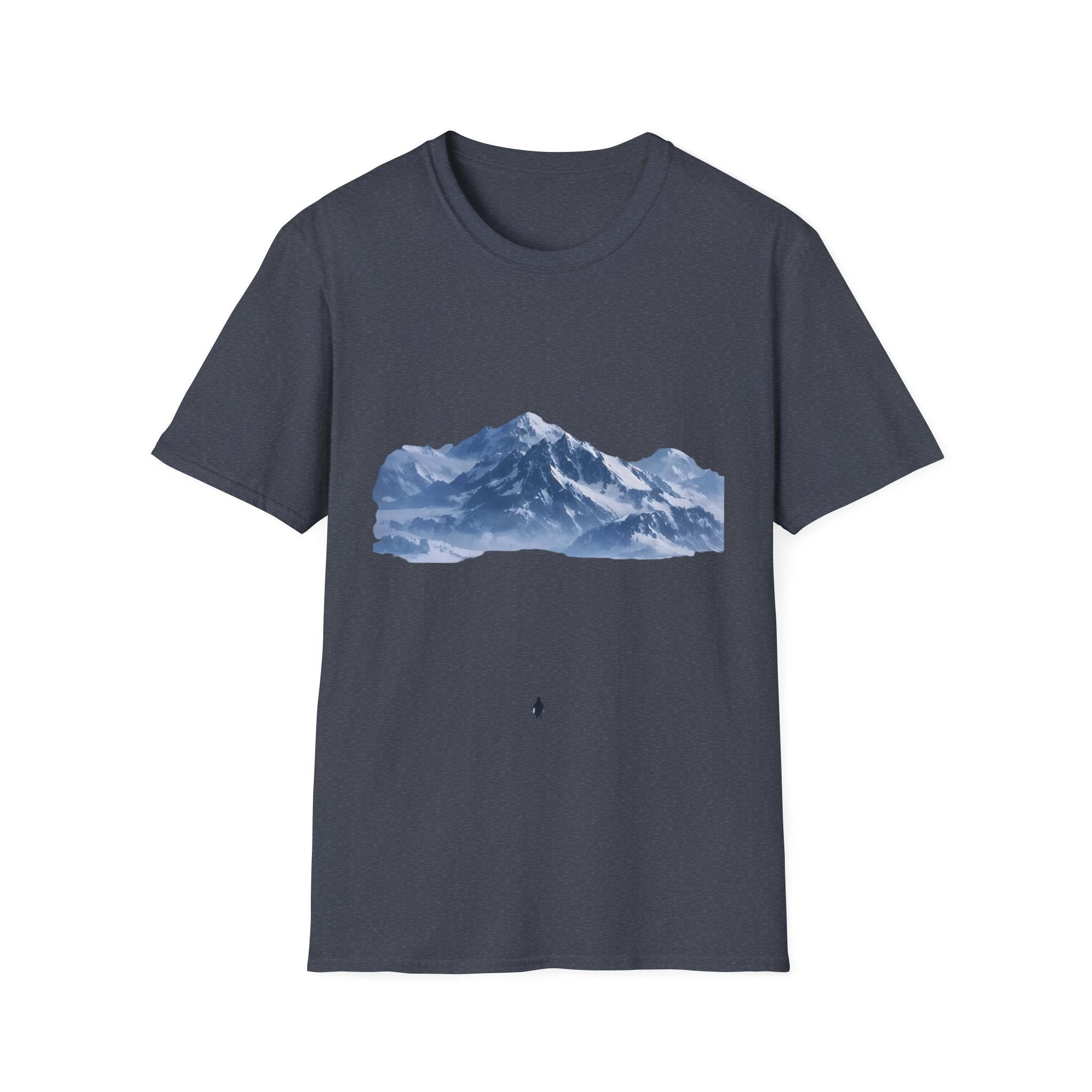 Mountain penguin Solitude T-Shirt — Arctic Landscape Scenic Tee