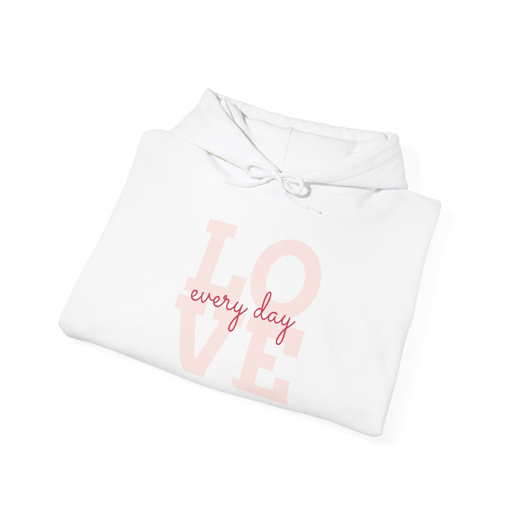 Love Every Day Hoodie — Pink Heart Tic‑Tac‑Toe Graphic Pullover